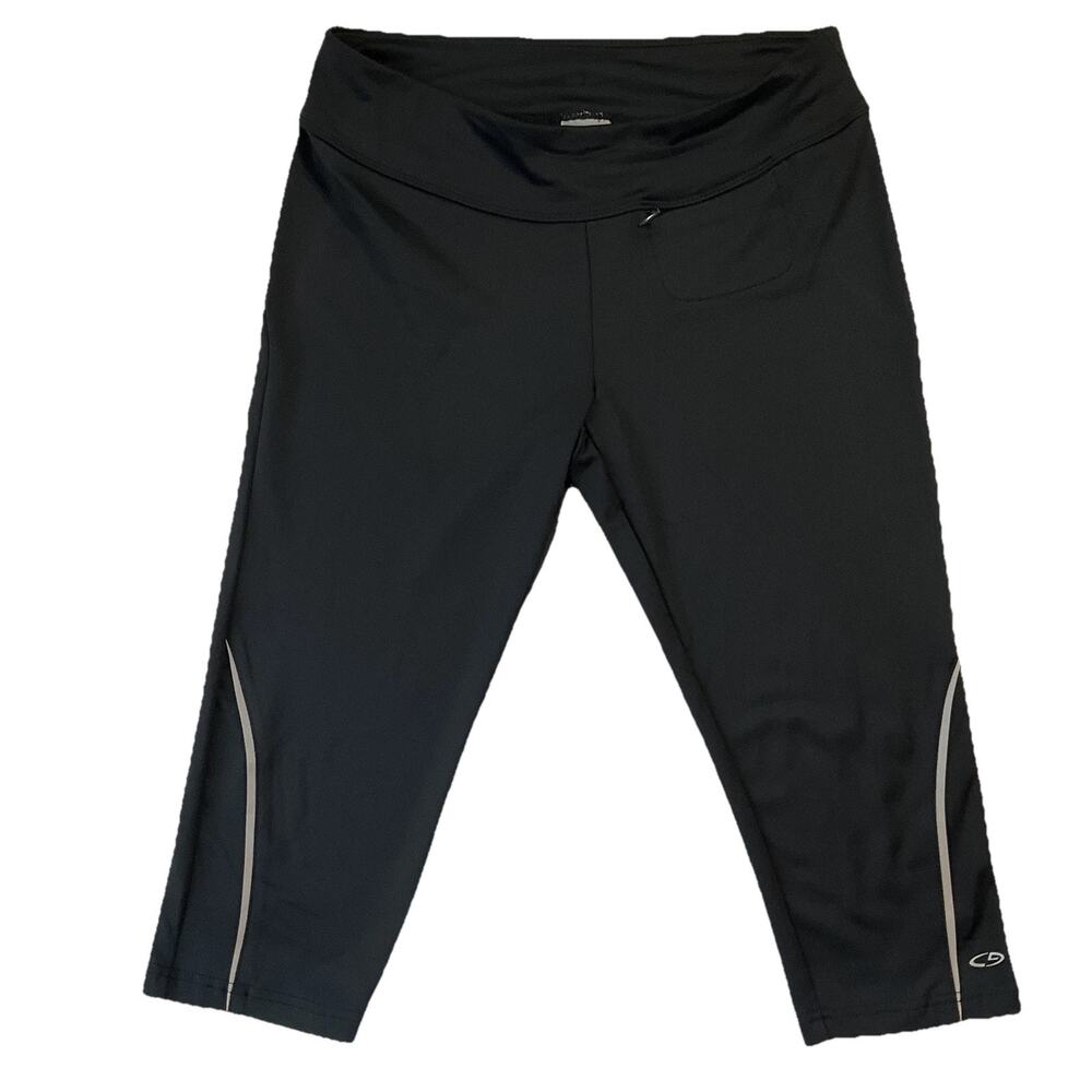 C9 Champion Women Activewear Yoga Capri Legging S Black Zip Reflective 17”Inseam
